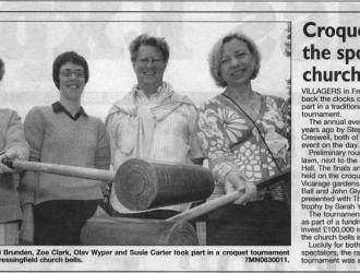 2007 Croquet tournament . Croquet is played on the green at the Sancroft Hall.