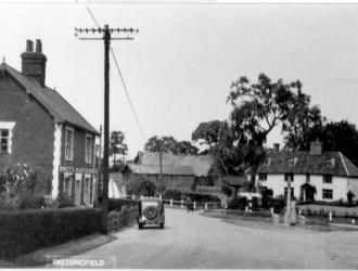 View towards the war memorial and Willow House.