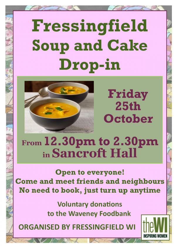 Soup and cake lunch poster